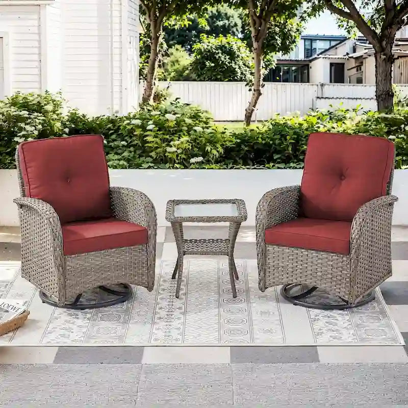 Pocassy Patio Swivel Rocker Chairs with Side Table