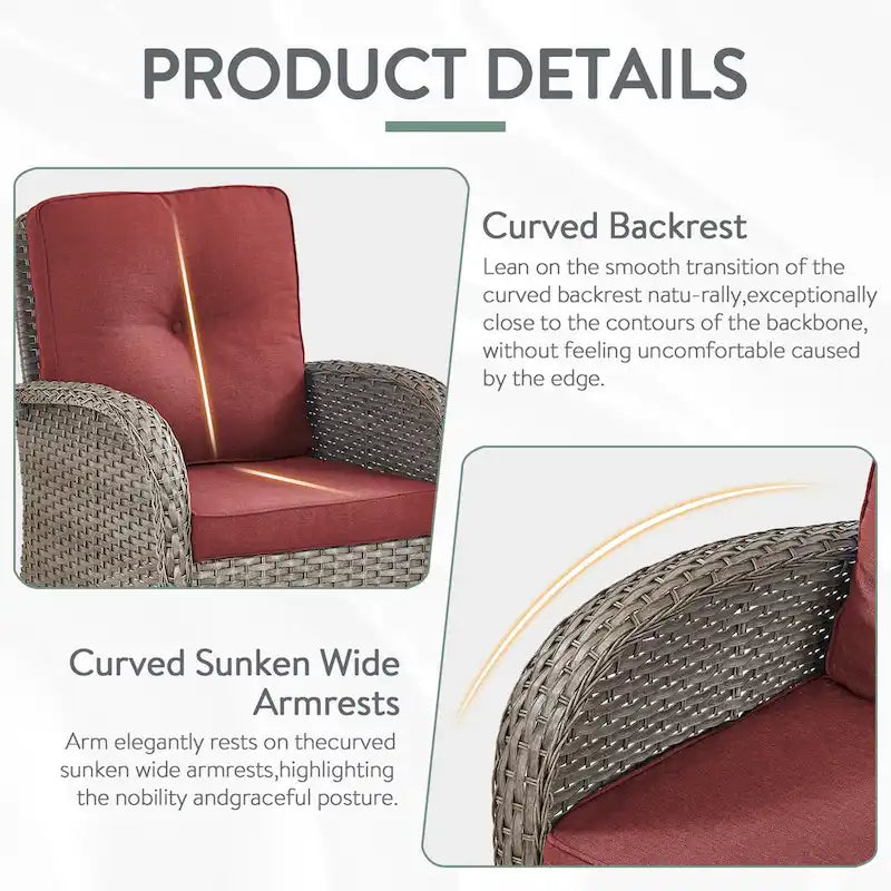 Pocassy Patio Swivel Rocker Chairs with Side Table