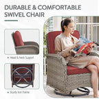 Pocassy Patio Swivel Rocker Chairs with Side Table