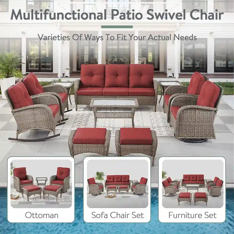 Pocassy Patio Swivel Rocker Chairs with Side Table