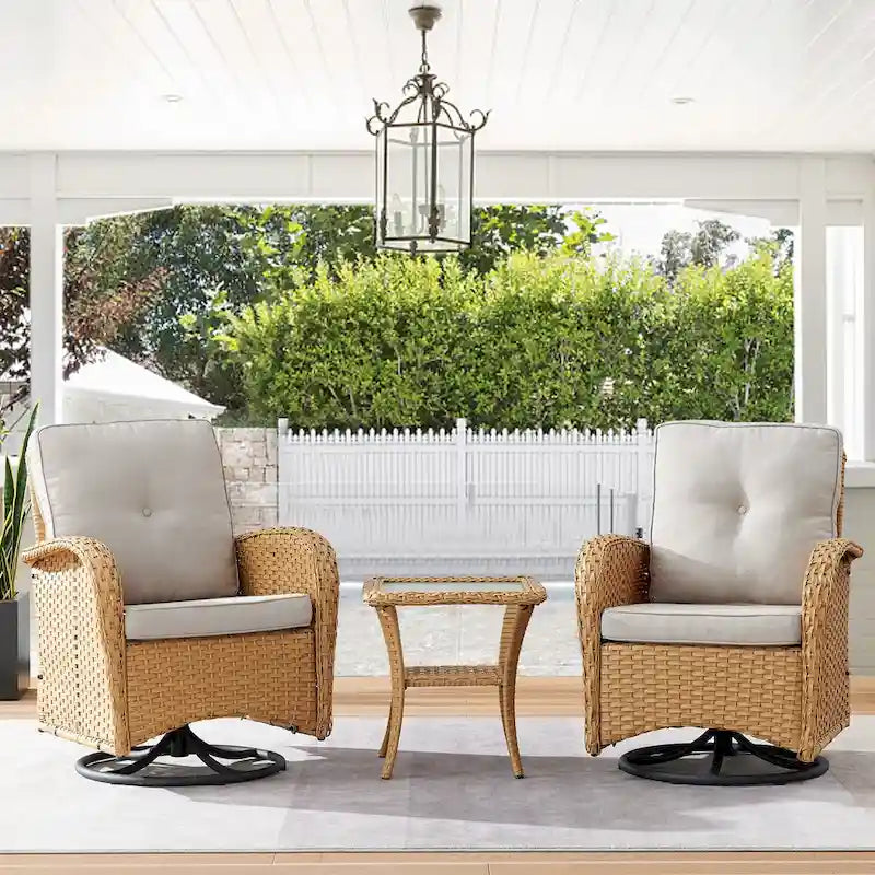 Pocassy Patio Swivel Rocker Chairs with Side Table