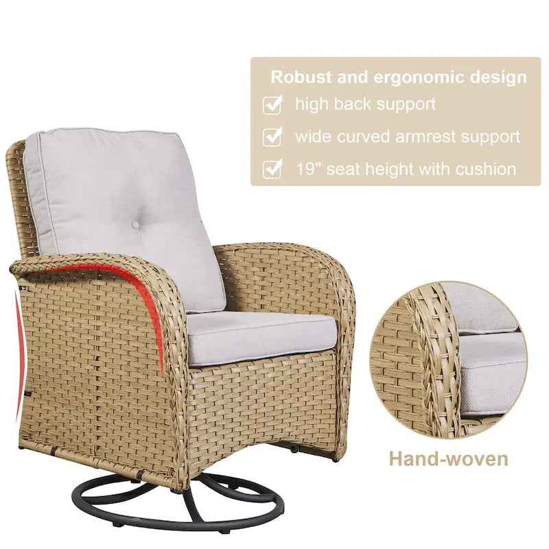 Pocassy Patio Swivel Rocker Chairs with Side Table