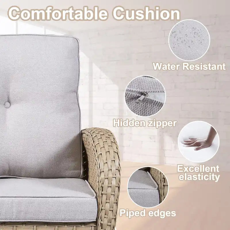 Pocassy Patio Swivel Rocker Chairs with Side Table