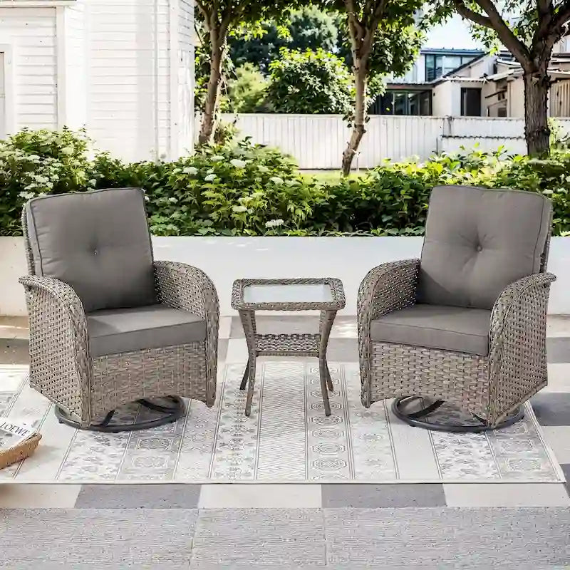 Pocassy Patio Swivel Rocker Chairs with Side Table