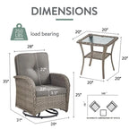 Pocassy Patio Swivel Rocker Chairs with Side Table