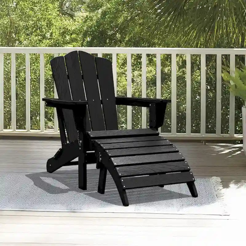 HDPE Folding Adirondack Ottoman, No-Assembly Outdoor Footrest,Fade Resistant Patio Footstool for Adirondack chair