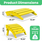 HDPE Folding Adirondack Ottoman, No-Assembly Outdoor Footrest,Fade Resistant Patio Footstool for Adirondack chair