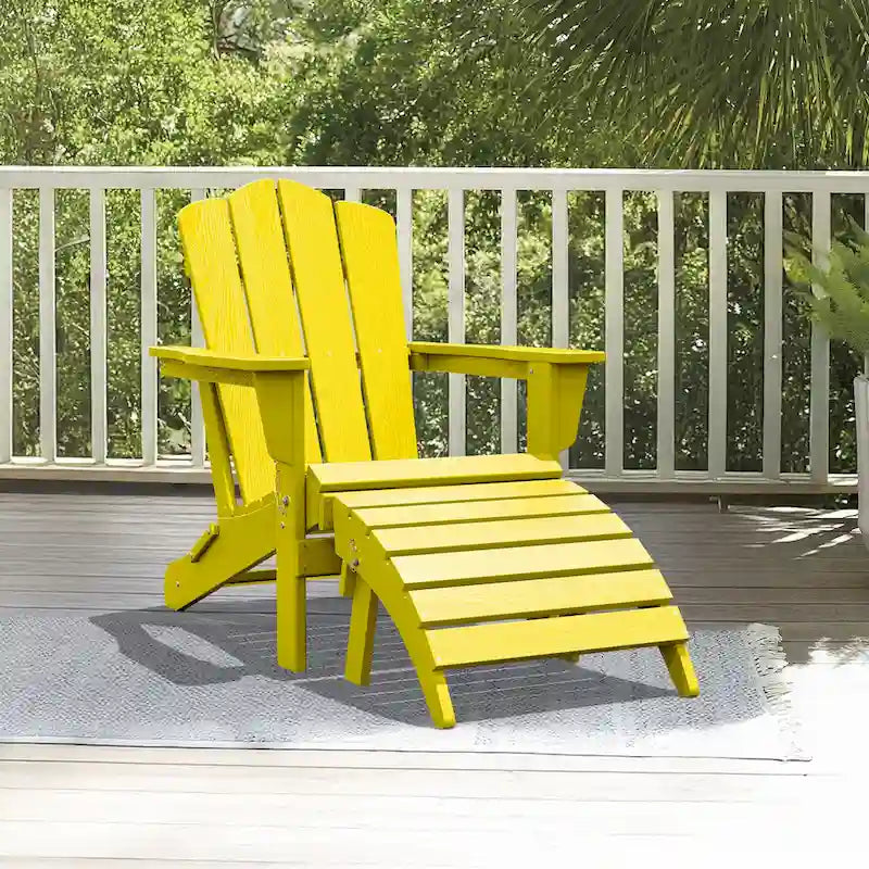 HDPE Folding Adirondack Ottoman, No-Assembly Outdoor Footrest,Fade Resistant Patio Footstool for Adirondack chair