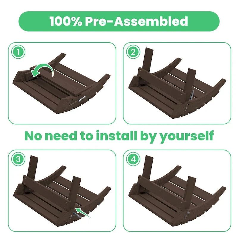 HDPE Folding Adirondack Ottoman, No-Assembly Outdoor Footrest,Fade Resistant Patio Footstool for Adirondack chair