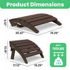 HDPE Folding Adirondack Ottoman, No-Assembly Outdoor Footrest,Fade Resistant Patio Footstool for Adirondack chair
