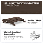 HDPE Folding Adirondack Ottoman, No-Assembly Outdoor Footrest,Fade Resistant Patio Footstool for Adirondack chair