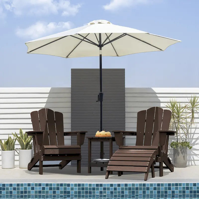 HDPE Folding Adirondack Ottoman, No-Assembly Outdoor Footrest,Fade Resistant Patio Footstool for Adirondack chair