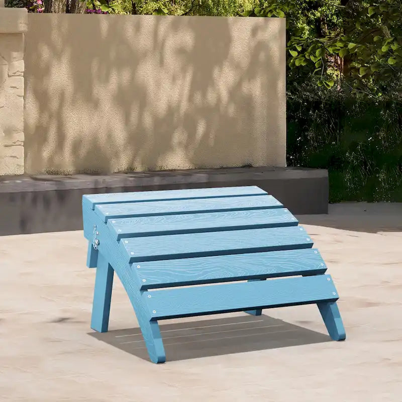 HDPE Folding Adirondack Ottoman, No-Assembly Outdoor Footrest,Fade Resistant Patio Footstool for Adirondack chair