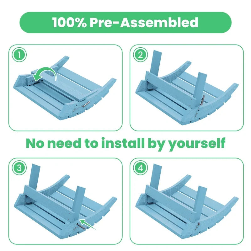 HDPE Folding Adirondack Ottoman, No-Assembly Outdoor Footrest,Fade Resistant Patio Footstool for Adirondack chair