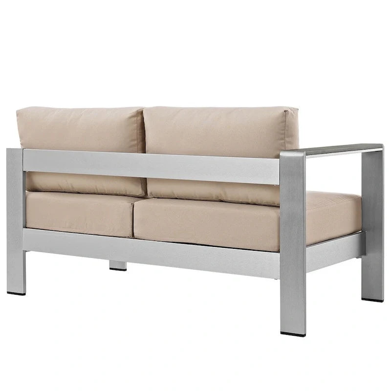 Beach Aluminum Outdoor Patio Left-Arm Loveseat