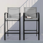 Nuu Garden Outdoor 2-Piece Textilene High Bar Stools, Gray