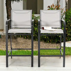 Nuu Garden Outdoor 2-Piece Textilene High Bar Stools, Gray