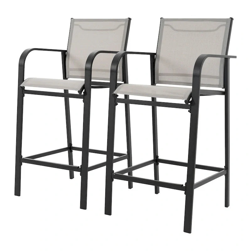 Nuu Garden Outdoor 2-Piece Textilene High Bar Stools, Gray
