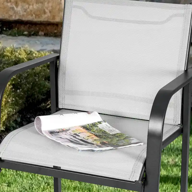 Nuu Garden Outdoor 2-Piece Textilene High Bar Stools, Gray