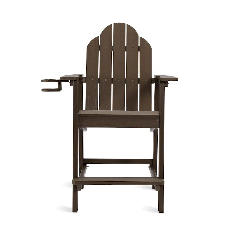 LUE BONA Plastic Patio Bar Stool Tall Adirondack Chairs,Bar Height Dining Chairs with Cup Holder