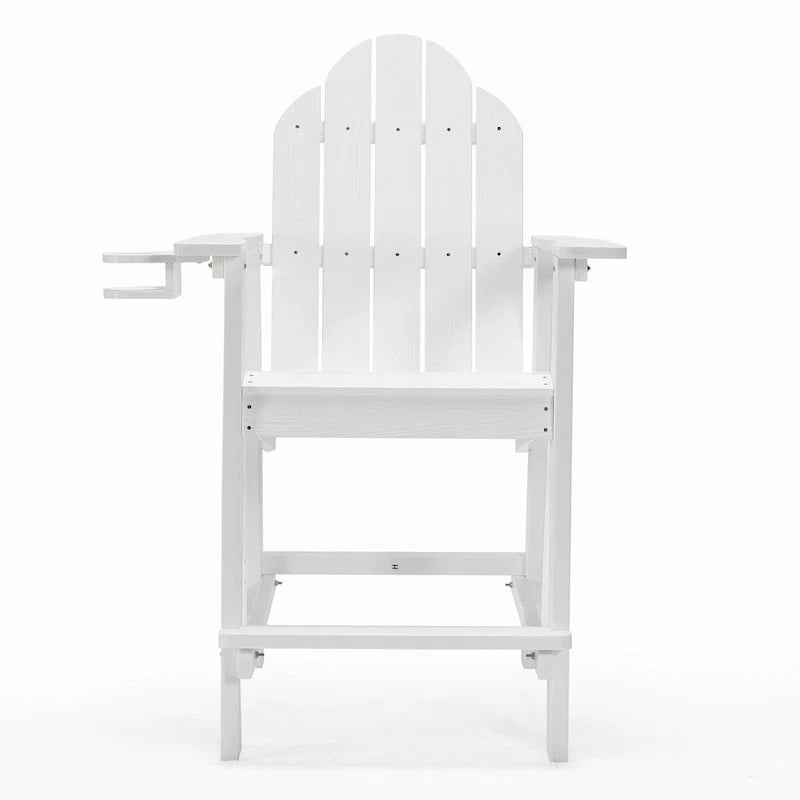 LUE BONA Plastic Patio Bar Stool Tall Adirondack Chairs,Bar Height Dining Chairs with Cup Holder