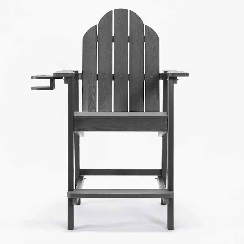 LUE BONA Plastic Patio Bar Stool Tall Adirondack Chairs,Bar Height Dining Chairs with Cup Holder