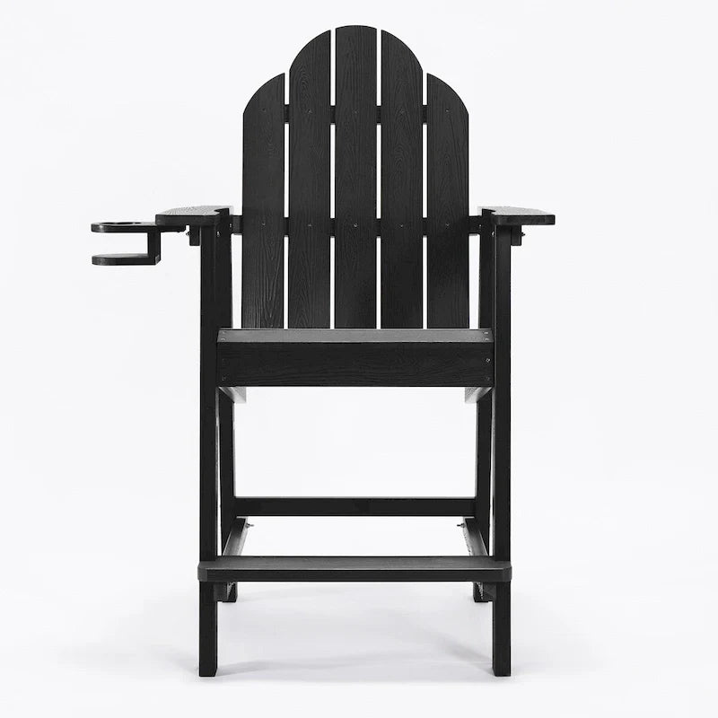 LUE BONA Plastic Patio Bar Stool Tall Adirondack Chairs,Bar Height Dining Chairs with Cup Holder