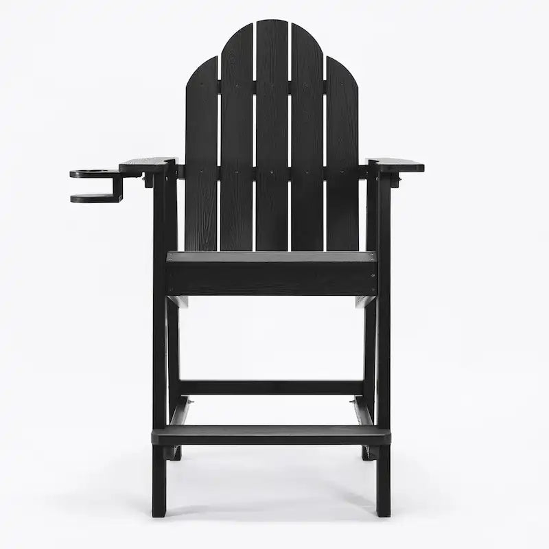 LUE BONA Plastic Patio Bar Stool Tall Adirondack Chairs,Bar Height Dining Chairs with Cup Holder