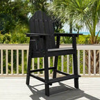 LUE BONA Plastic Patio Bar Stool Tall Adirondack Chairs,Bar Height Dining Chairs with Cup Holder