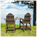 LUE BONA Plastic Patio Bar Stool Tall Adirondack Chairs,Bar Height Dining Chairs with Cup Holder