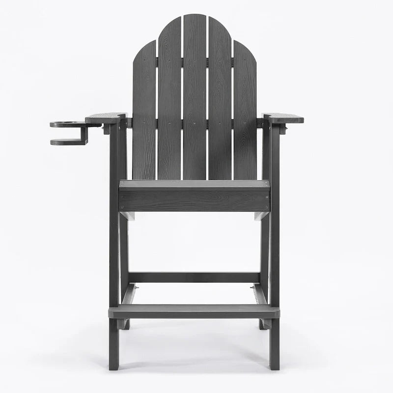 LUE BONA Plastic Patio Bar Stool Tall Adirondack Chairs,Bar Height Dining Chairs with Cup Holder