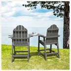 LUE BONA Plastic Patio Bar Stool Tall Adirondack Chairs,Bar Height Dining Chairs with Cup Holder