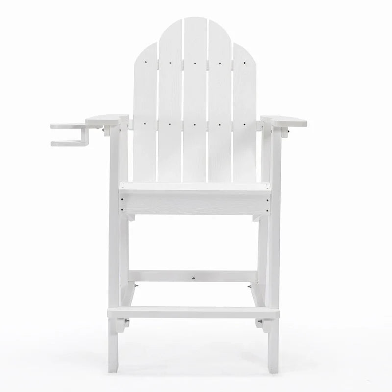 LUE BONA Plastic Patio Bar Stool Tall Adirondack Chairs,Bar Height Dining Chairs with Cup Holder