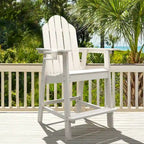 LUE BONA Plastic Patio Bar Stool Tall Adirondack Chairs,Bar Height Dining Chairs with Cup Holder