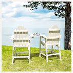 LUE BONA Plastic Patio Bar Stool Tall Adirondack Chairs,Bar Height Dining Chairs with Cup Holder