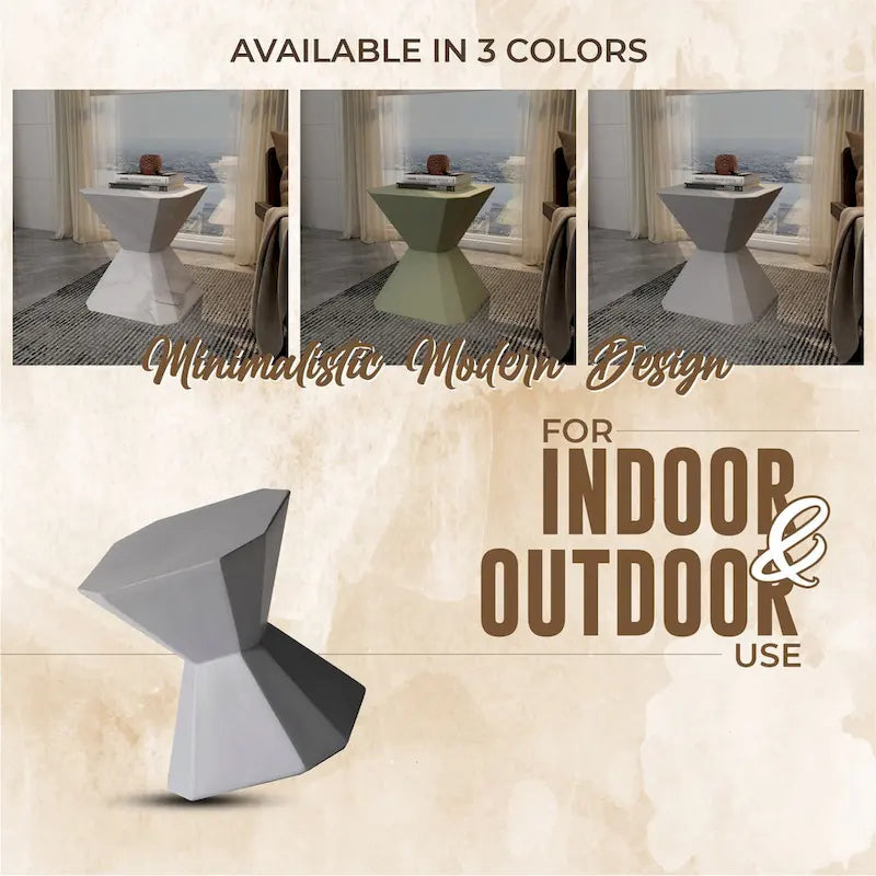 Azure 17-Inch Side Table in Fiberstone Accent End Table for Indoor and Outdoor