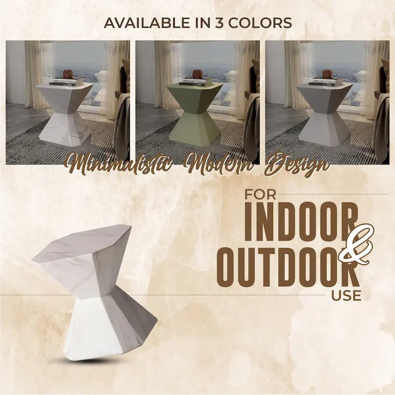 Azure 17-Inch Side Table in Fiberstone Accent End Table for Indoor and Outdoor