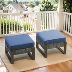 Outdoor Footstool Footrest Seat w/Removable Cushions - Grey