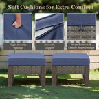 Outdoor Footstool Footrest Seat w/Removable Cushions - Grey