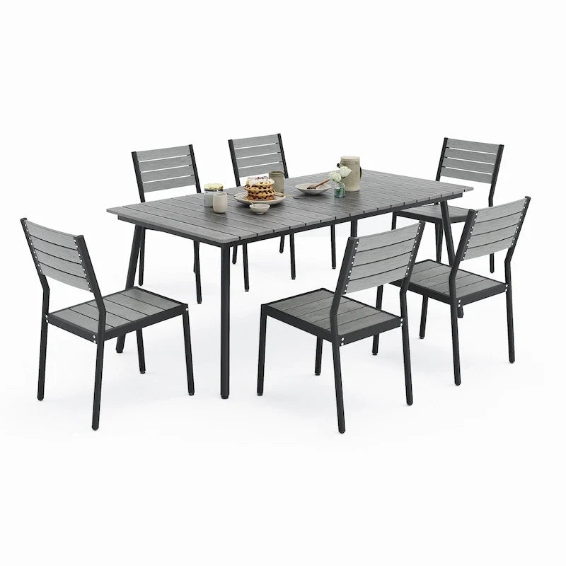 VredHom 7/9-Piece Outdoor Patio Dining Set with Stackable Chairs