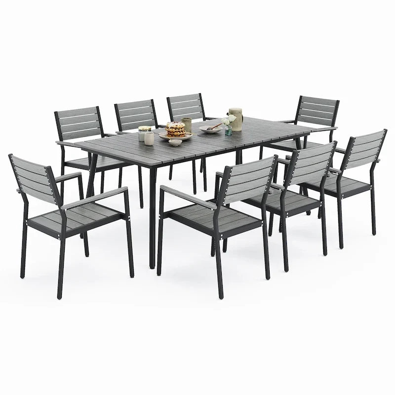 VredHom 7/9-Piece Outdoor Patio Dining Set with Stackable Chairs
