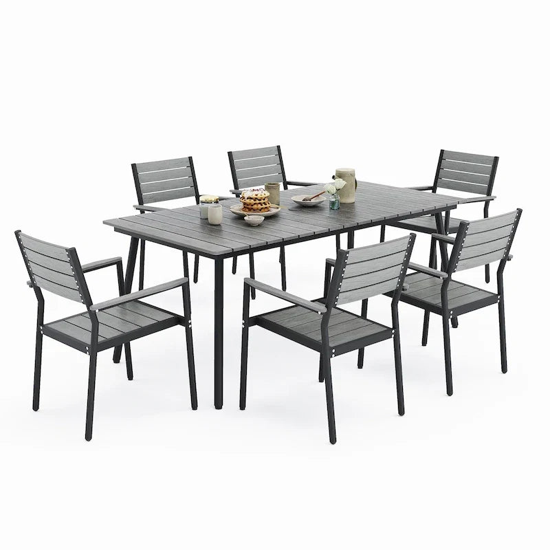 VredHom 7/9-Piece Outdoor Patio Dining Set with Stackable Chairs