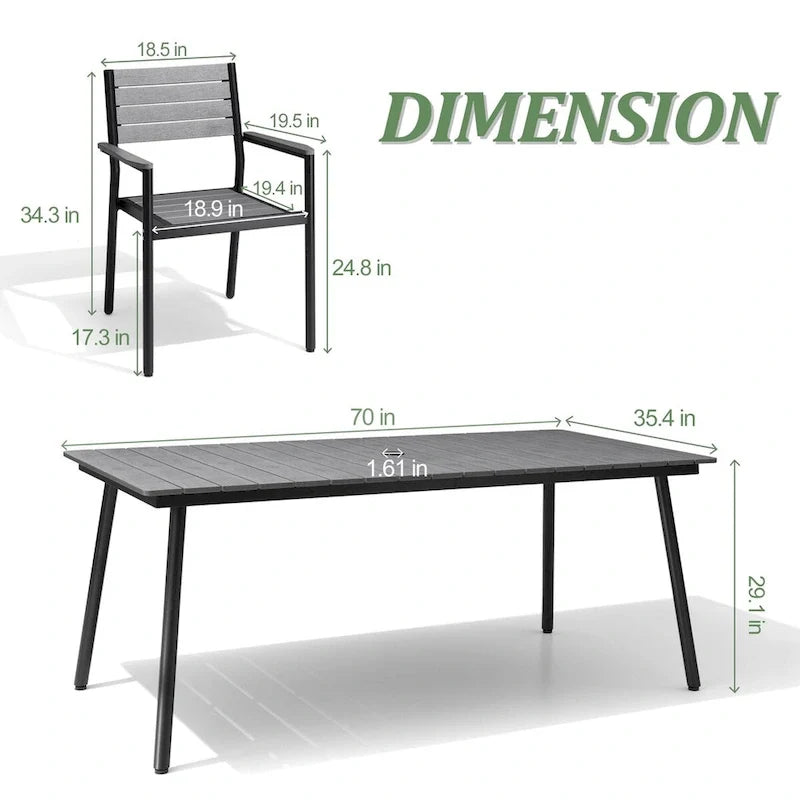 VredHom 7/9-Piece Outdoor Patio Dining Set with Stackable Chairs