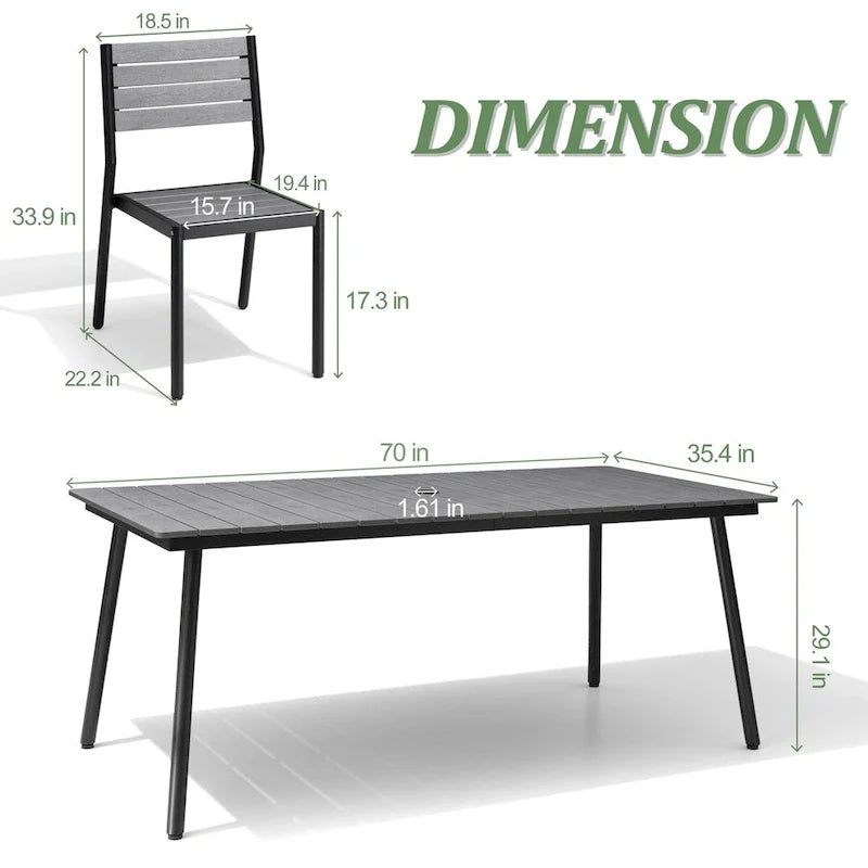 VredHom 7/9-Piece Outdoor Patio Dining Set with Stackable Chairs