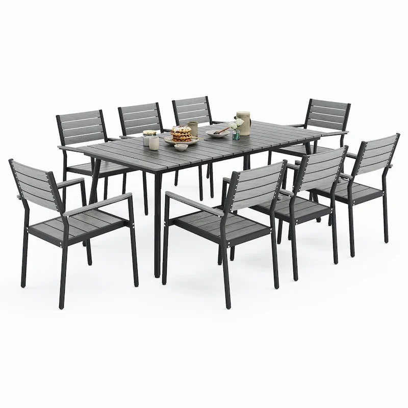 VredHom 7/9-Piece Outdoor Patio Dining Set with Stackable Chairs