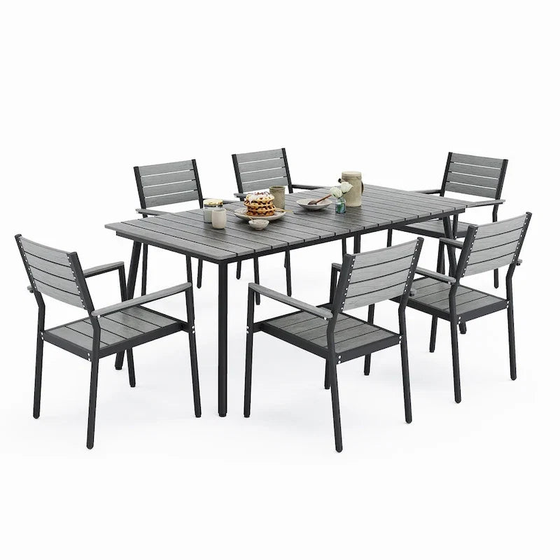 VredHom 7/9-Piece Outdoor Patio Dining Set with Stackable Chairs