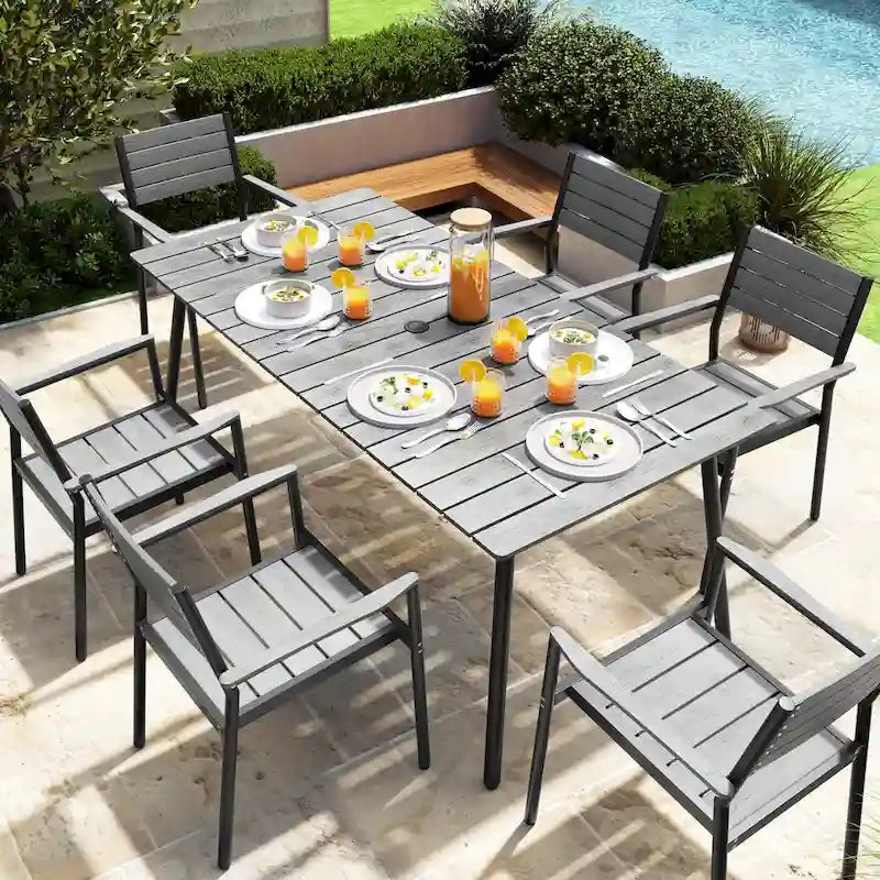 VredHom 7/9-Piece Outdoor Patio Dining Set with Stackable Chairs