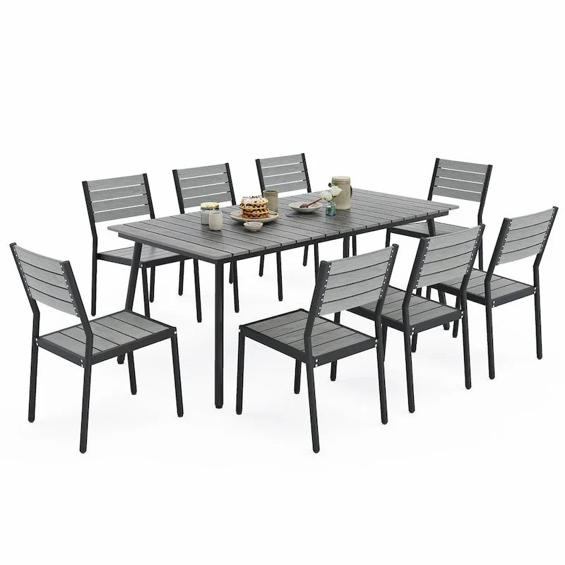 VredHom 7/9-Piece Outdoor Patio Dining Set with Stackable Chairs