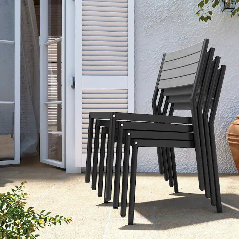 VredHom 7/9-Piece Outdoor Patio Dining Set with Stackable Chairs