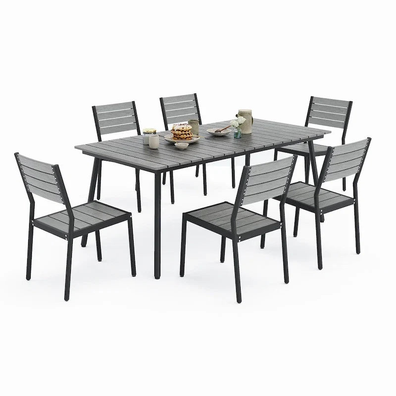 VredHom 7/9-Piece Outdoor Patio Dining Set with Stackable Chairs